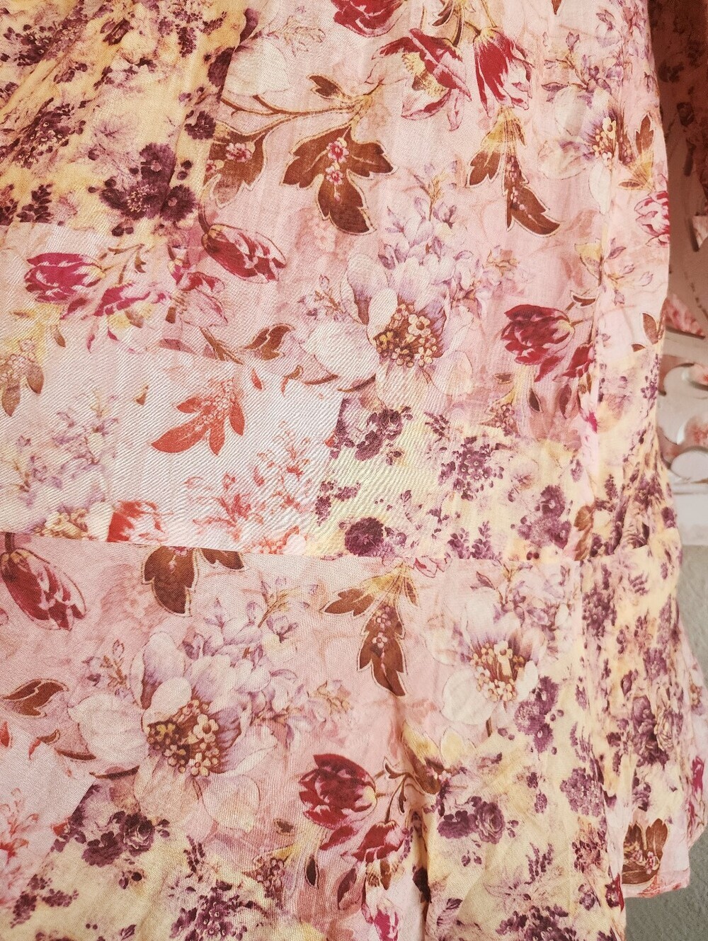 ANNA CATE FLORAL MINI DRESS LONG SLEEVES V NECKLINE PINK TONES SIZE LARGE NWT - Picture 13 of 15